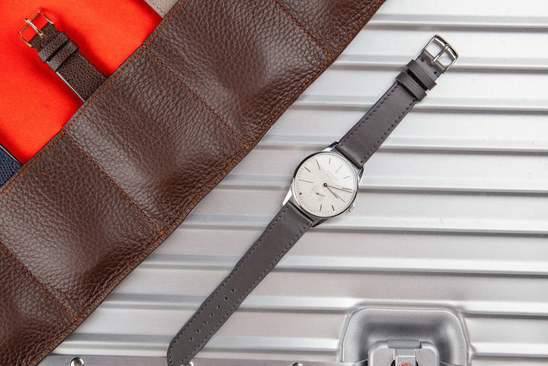 Monochrome Watches Shop | Glattes Kalbsleder Uhrenarmband - Grau