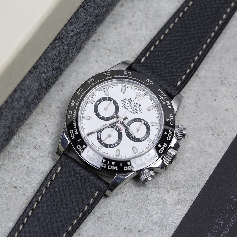 Monochrome Watches Shop | Genarbtes Kalbsleder Uhrenarmband - Schwarz