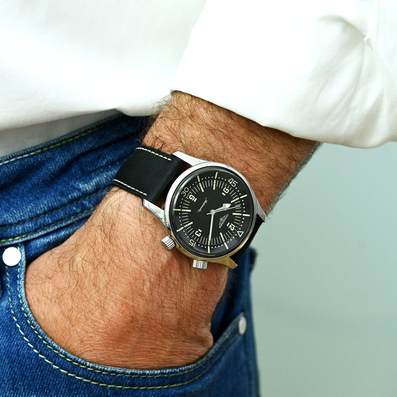 Monochrome Watches Shop | Vintage gewachstes Kalbsleder Uhrenarmband - Schwarz